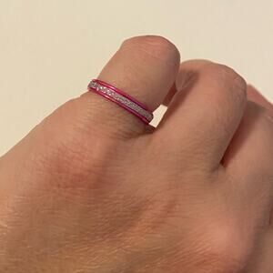 Bright pink glitter toe ring size 4.5